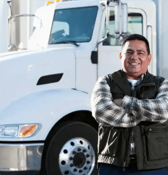 Carrier standing in front of a semi-truck